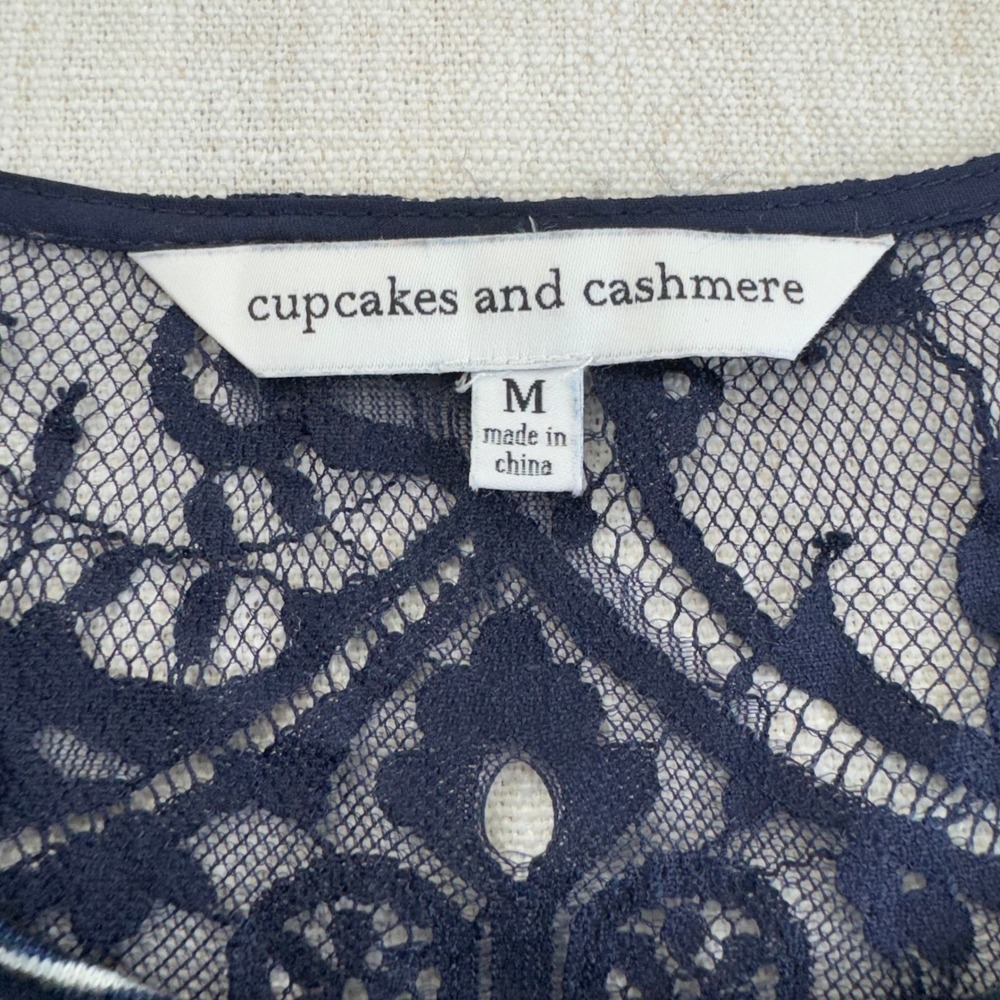 Cupcakes and Cashmere Navy White Striped Lace Back Tank Top Womens Size Medium - Picture 10 of 16